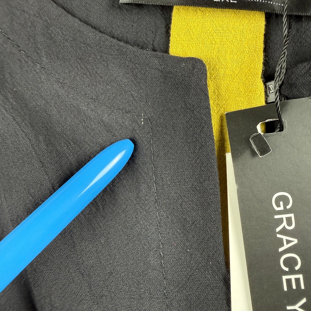NWD Gracila Maxi Dress Plus 2XL Black Yellow Sleeveless Cotton Pocket Lagenlook - Picture 7 of 16